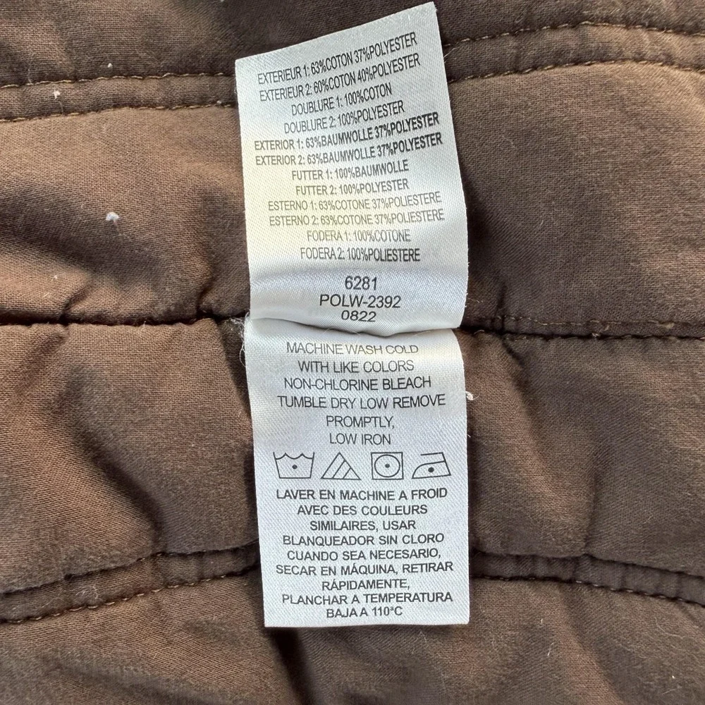 Legendary Whitetails Jacket Mens Small Brown Canvas Hooded Insulated Parka Lined